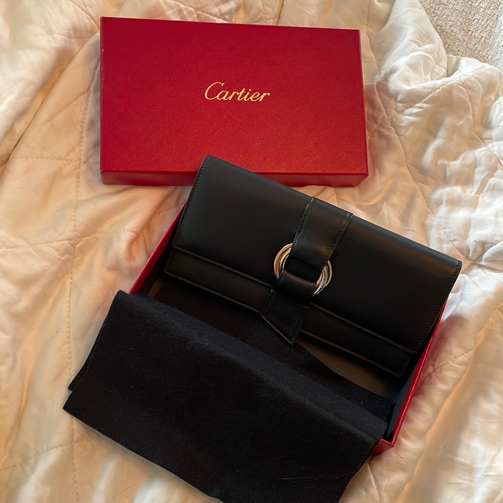 Cartier black leather wallet- never used, original packaging